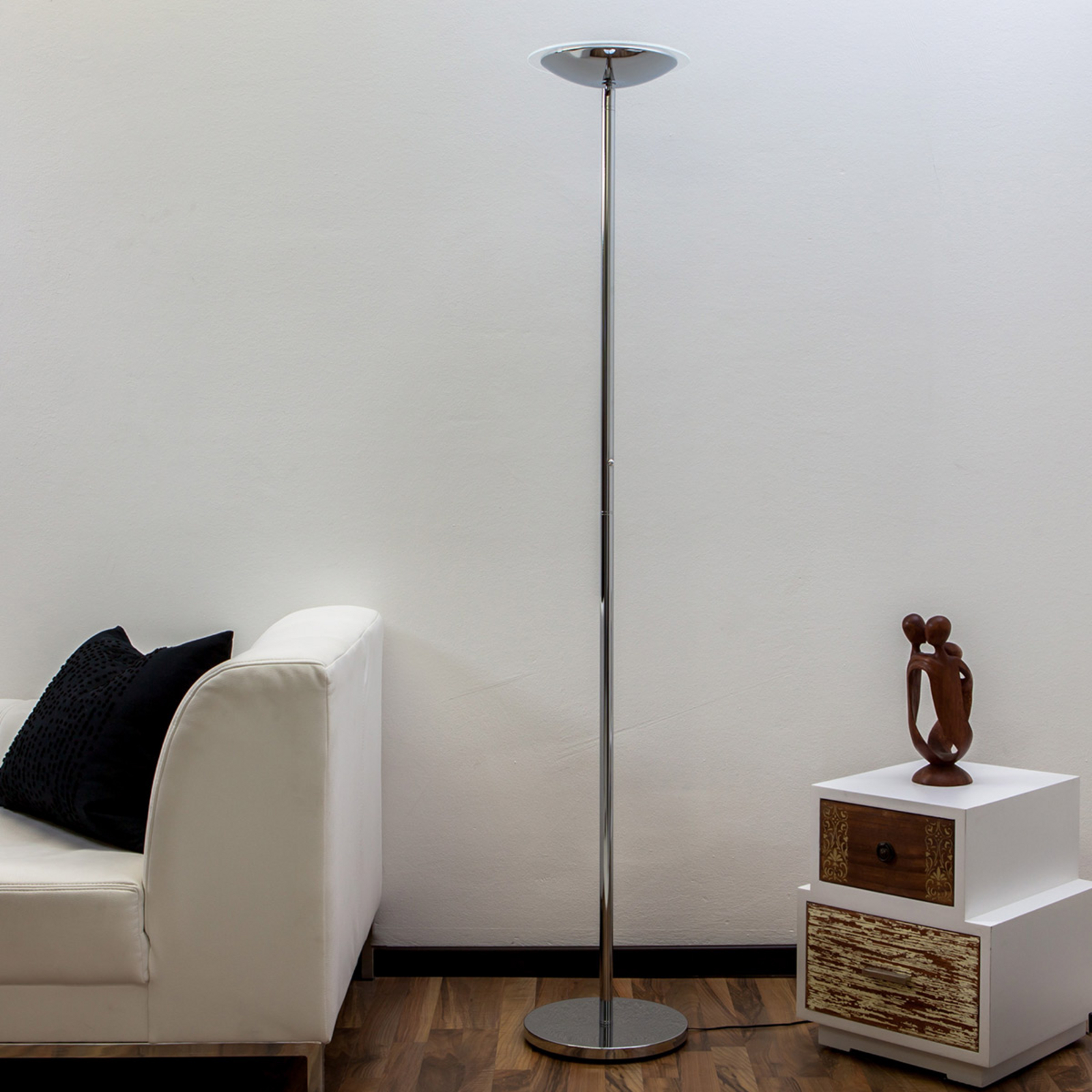 Lindby LED vloerlamp Malea, chroomkleurig, dimbaar, 180 cm